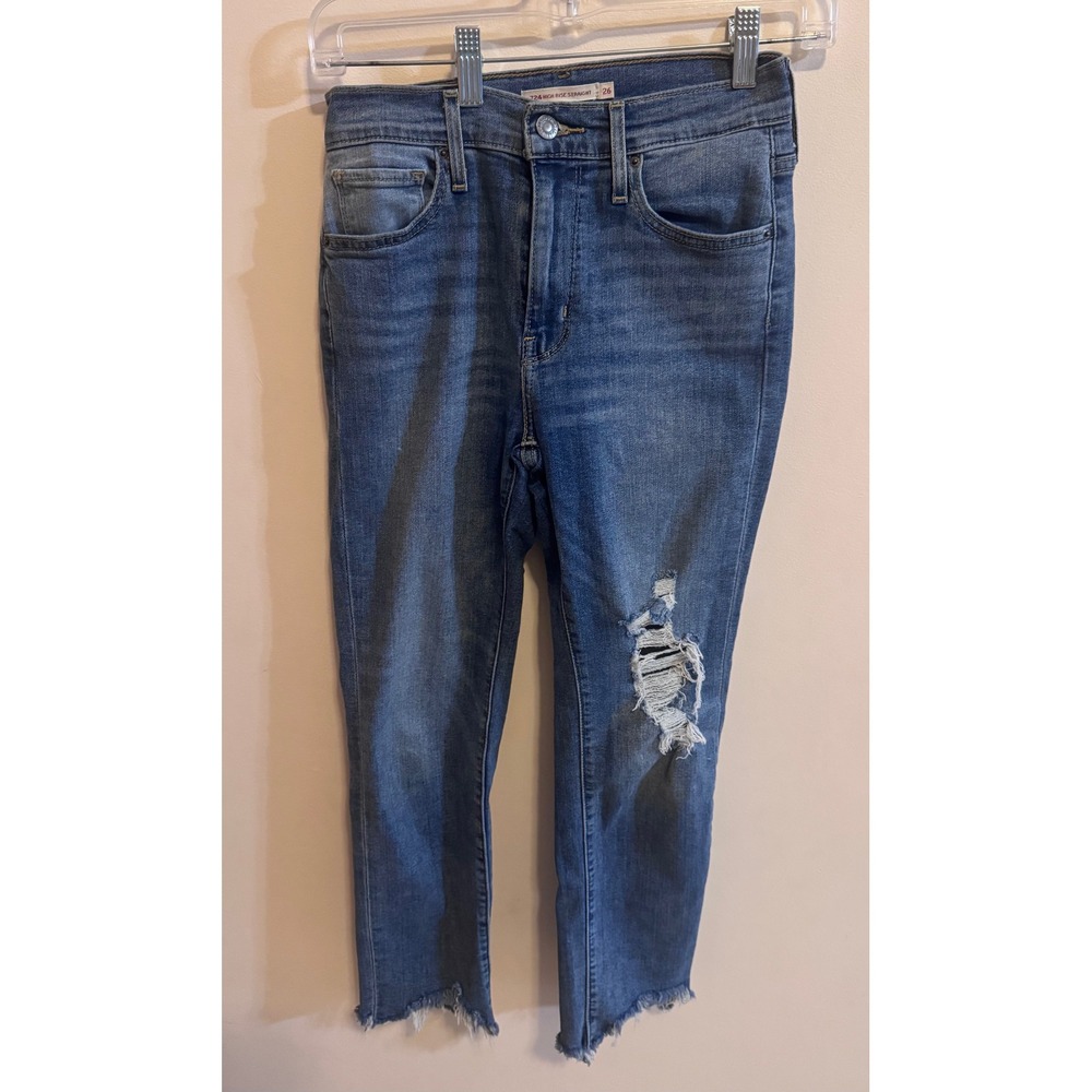 Levi's Premium 724 High Waisted Jeans Authentic Red Tab Denim Y2K Size 26
